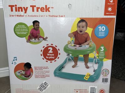 Brand New Bright Starts Tiny Trek 2-in-1 Walker with Lights, Sounds & Melodies, 3 Height Positions for Baby
