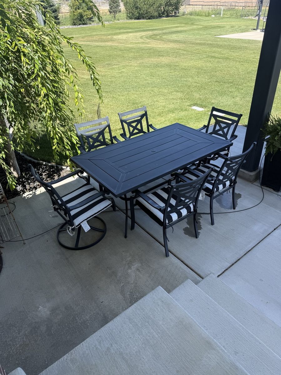 Black Metal Patio Dining Set with Table and Chairs