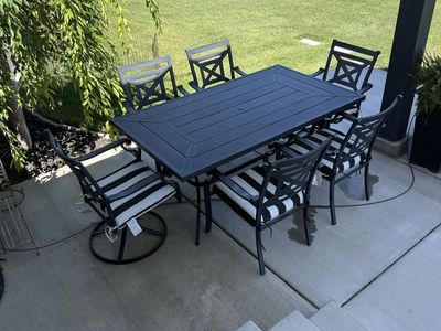 Black Metal Patio Dining Set with Table and Chairs