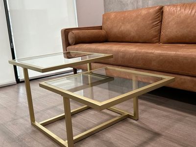 Modern Gold Frame Glass Top Coffee Table
