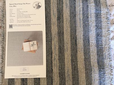 Elizabeth Eakins Spaced Dyed Stripe Flat Weave Rug - Grey/Blue, 12”x12”