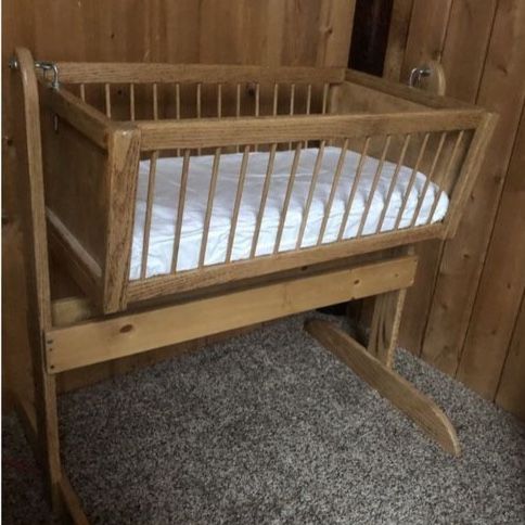 Wooden Baby Bassinet Cradle with White Mattress - Gently Used