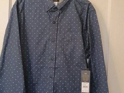new Lee navy mens long sleeve dress shirt