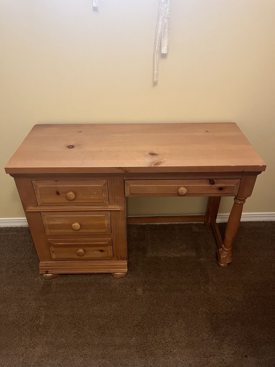 Solid Wood Student Desk with Multiple Storage Drawers
