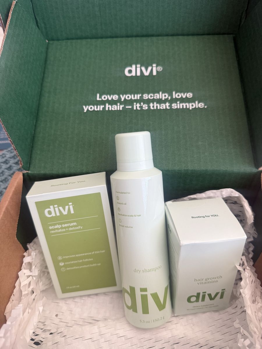 Divi Hair Growth System: Scalp Serum, Dry Shampoo, & Hair Growth Vitamins - New in Box