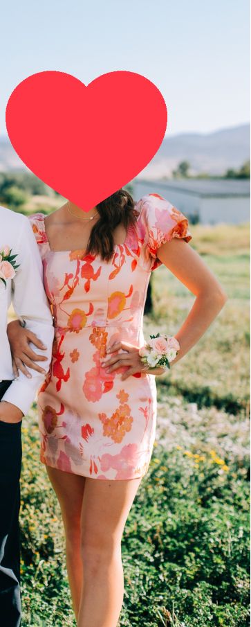 Pink Floral Semi-Formal Dress