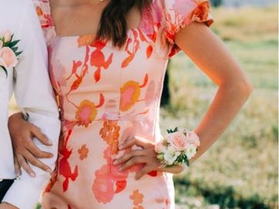 Pink Floral Semi-Formal Dress