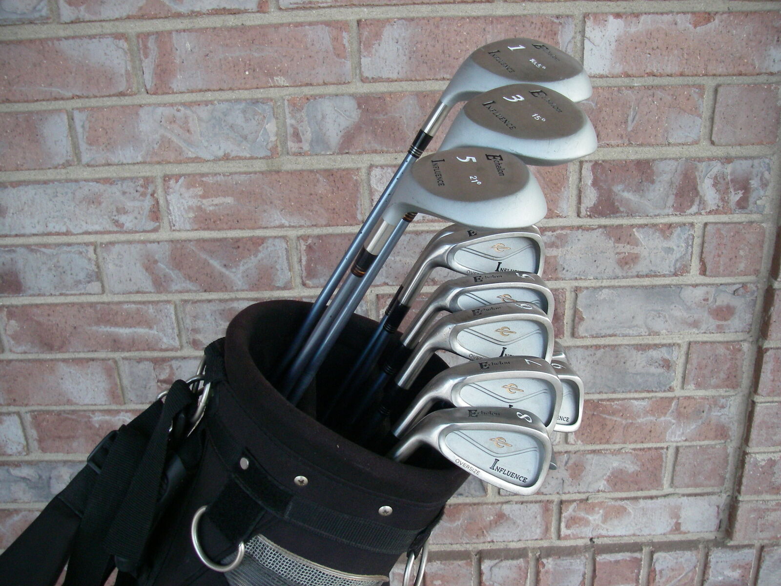 Left Hand Mens ECHELON Stainless Golf Clubs Set, Graphite Shafts, Golden Bear Stand Bag, LH