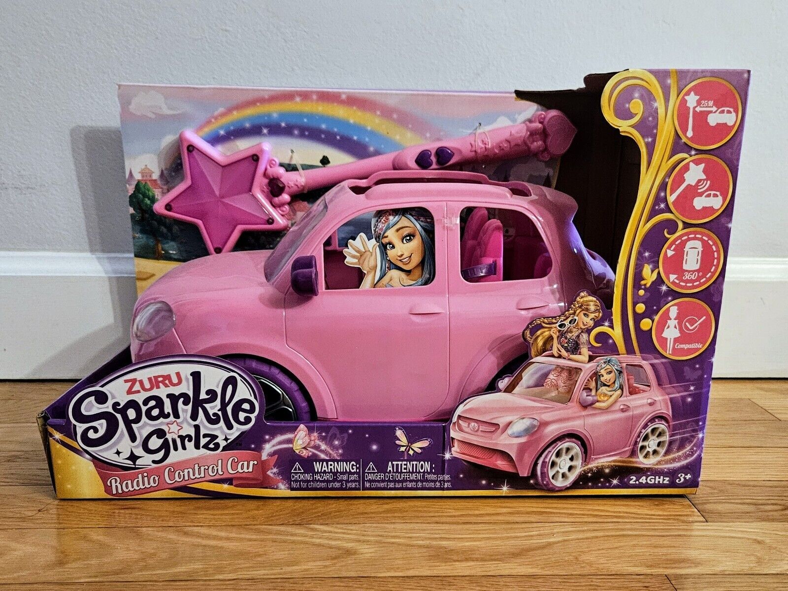 Sparkle Girlz Pink Radio Controlled Car by ZURU with Wand Remote Control and 360 Degree Control for Girls