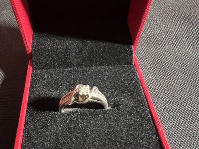 Sterling Silver Diamond Swirl Ring Size 7