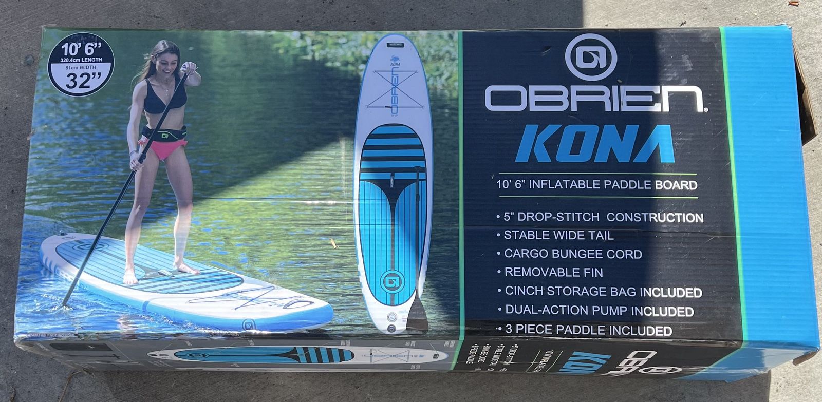 O'Brien Kona 106" Inflatable Paddle Board W/ Bag Pump & Paddle New never used