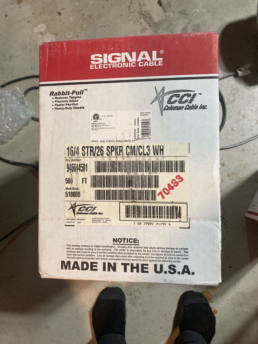 350+ FT Audio Speaker Cable 16 AWG 16/4 Car Home Wire White PVC Wrap