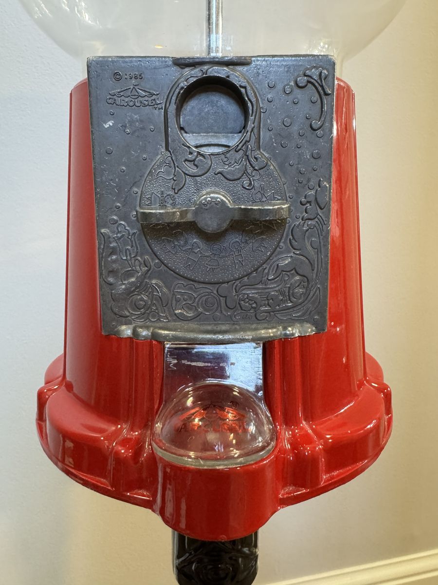 Vintage Red & Black Gumball Machine with Stand