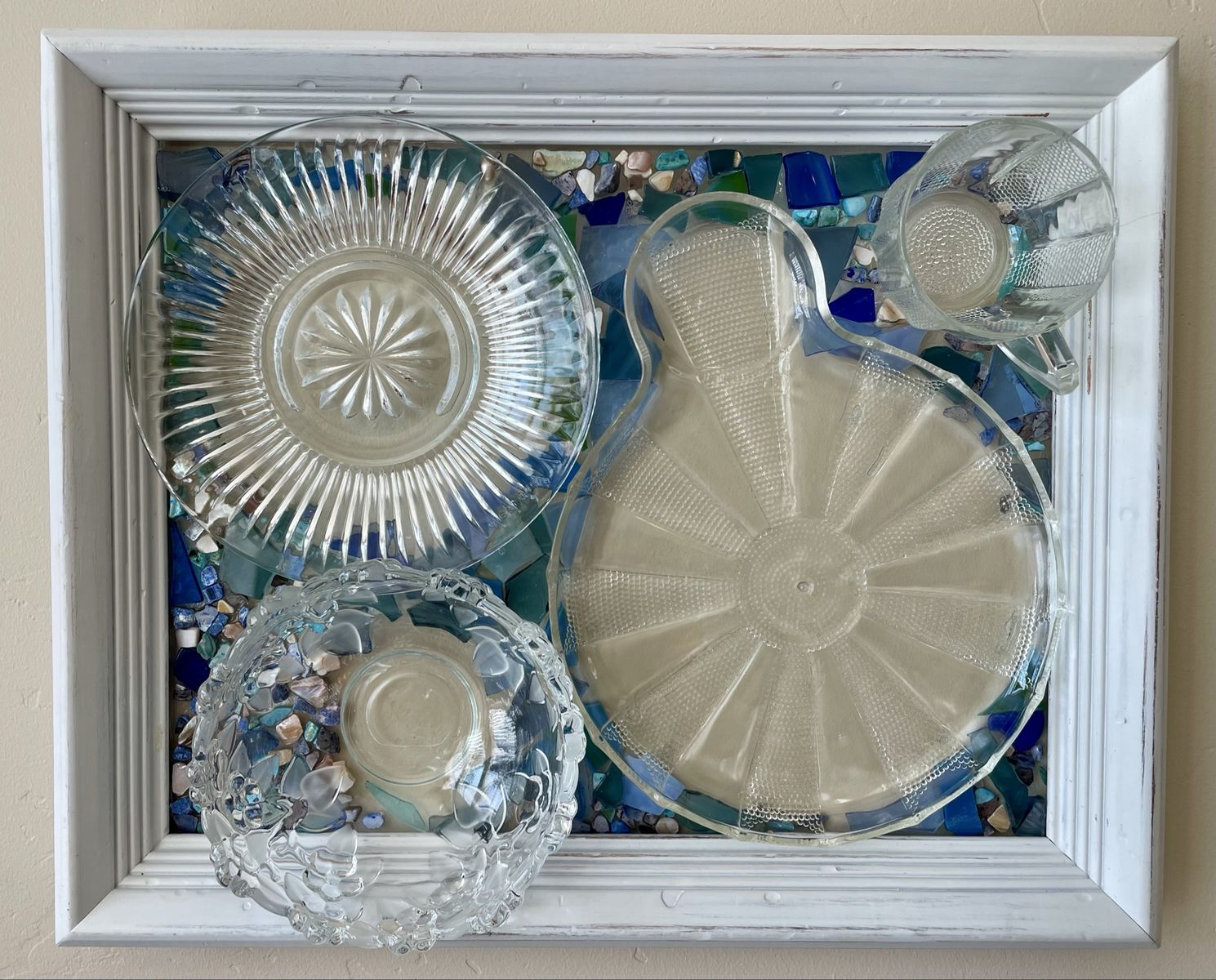 Framed vintage dish preservation display wall art