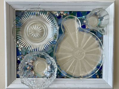 Framed vintage dish preservation display wall art