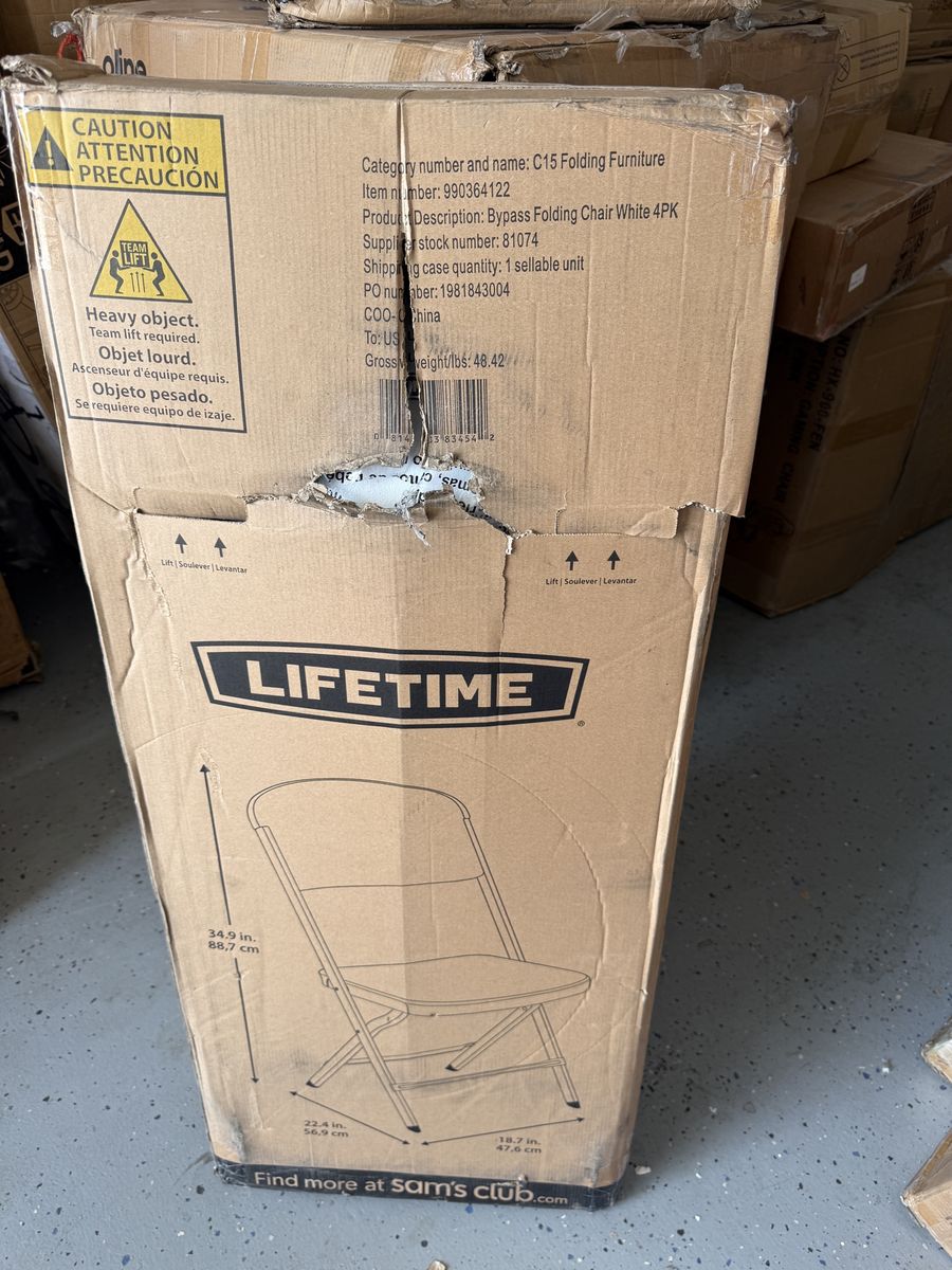 Lifetime C15 Folding Chair 4-Pack, White - Durable Event Seating (New in Box)