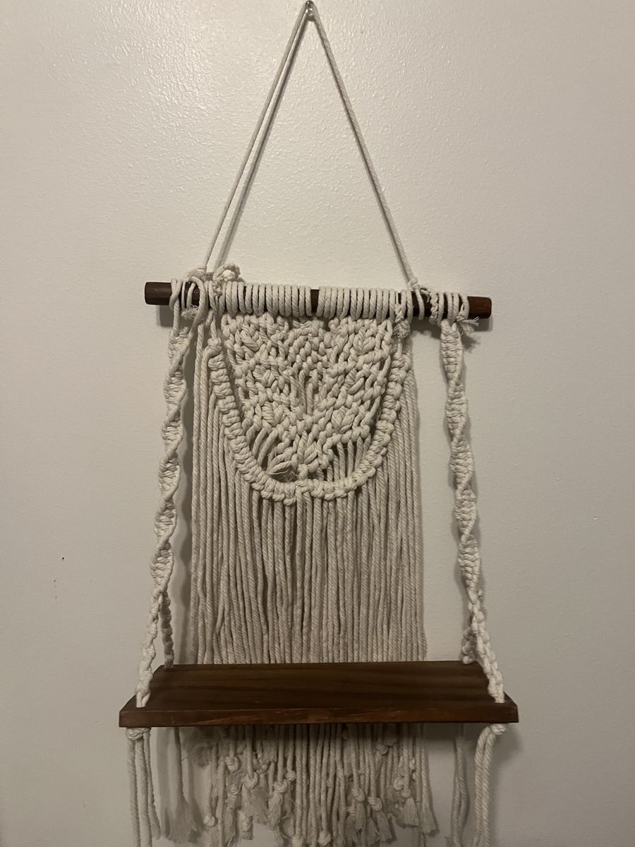Macreme Hanging Wood Shelf