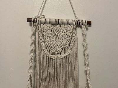 Macreme Hanging Wood Shelf