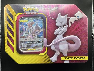 Pokemon Mewtwo & Mew GX Tag Team Tin Power Partnerships New Factory Sealed