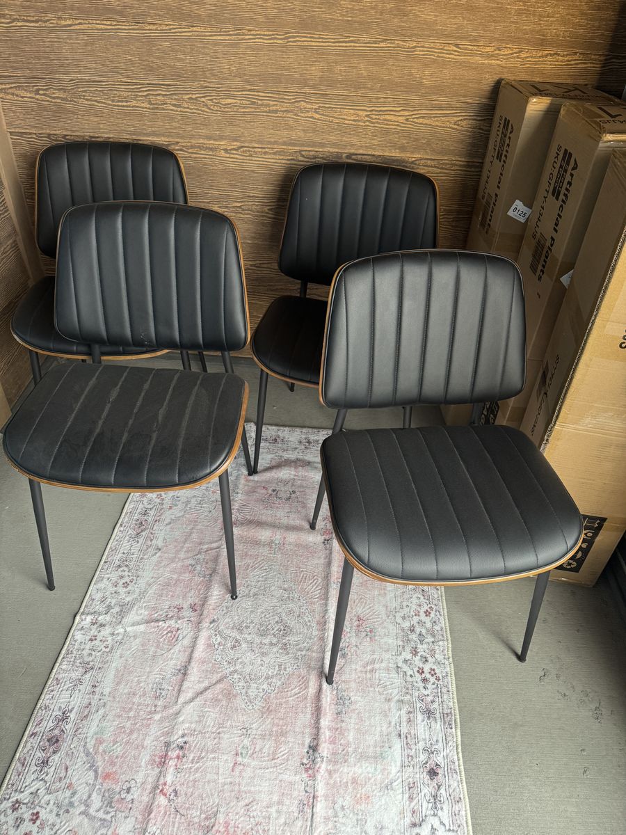 Set of 4 Mid-Century Dining Chairs Black/Walnut