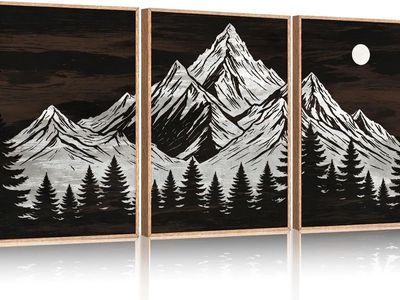Modern 3-Panel Mountain Wall Art Set (Framed)