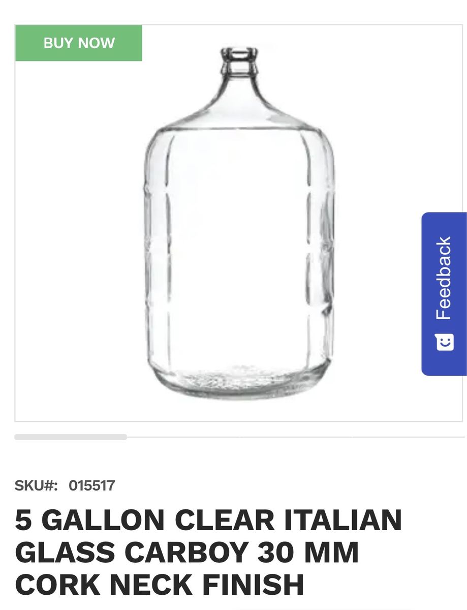 5 gallon clear glass