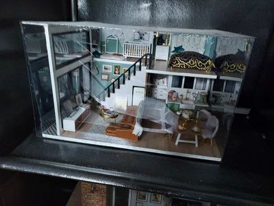 DIY Dollhouse Kit - Miniature Room with Furniture, Lights, and Accessories