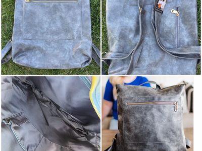 Modern and Chic Gray Faux Leather Backpack Tote Shoulder Bag New with Tags