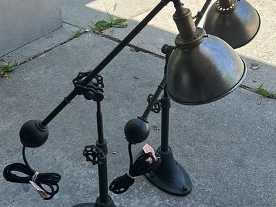 A Pair Of Restoration Hardware Industrial Lamps