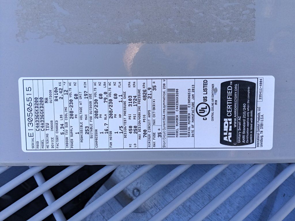 Trane XR13 Central Cooling Air Conditioner C48G6GKD00 Outdoor Unit
