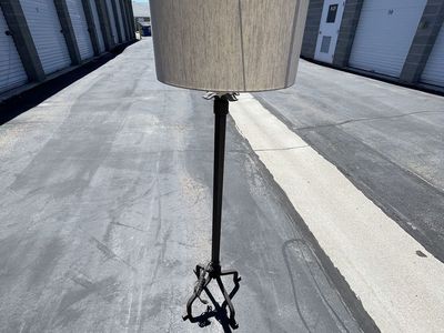 Wrought Iron Floor Lamp with Large Textured Drum Shade