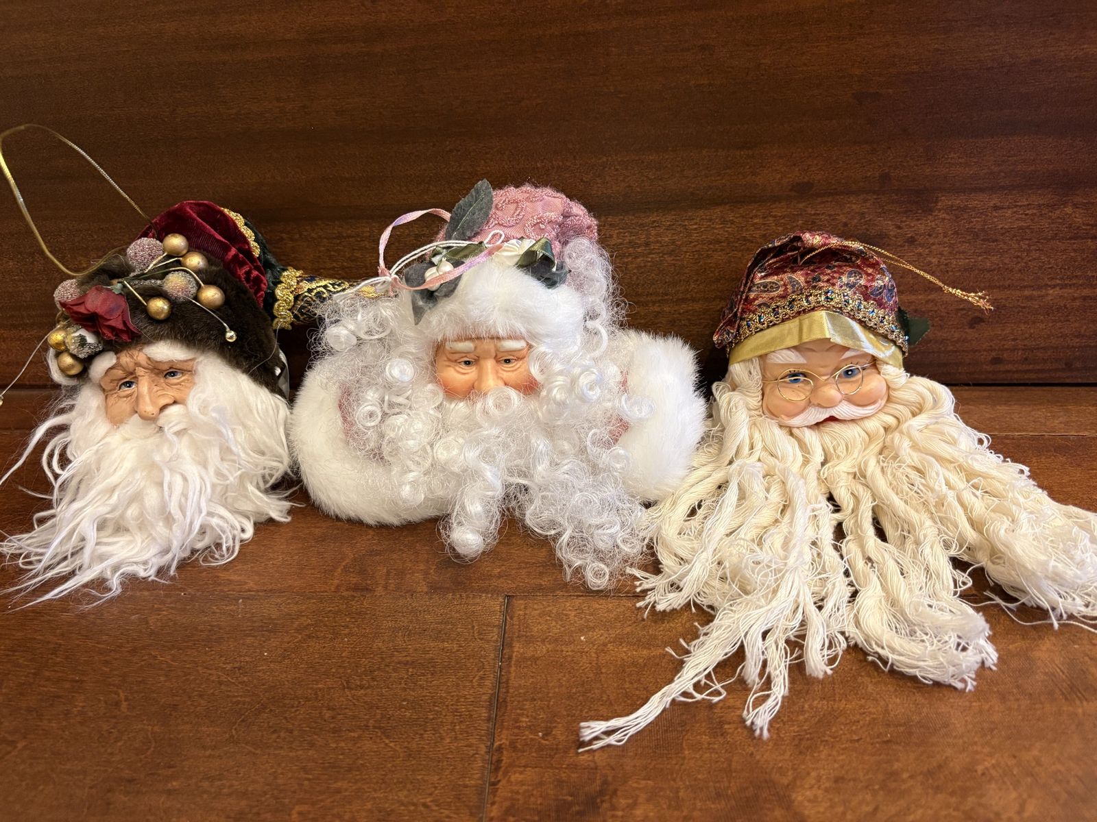 Vintage Father Christmas Head Ornaments - take 1 or all