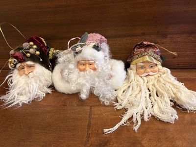 Vintage Father Christmas Head Ornaments - take 1 or all