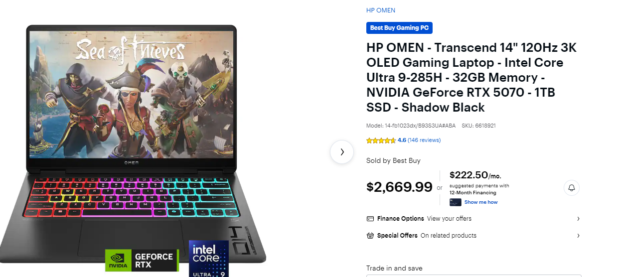HP Laptop Omen Transcend