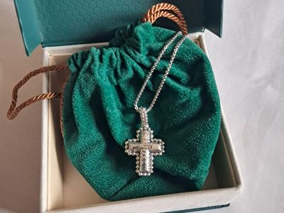 JAI Sterling Silver Hammered Bead Cross