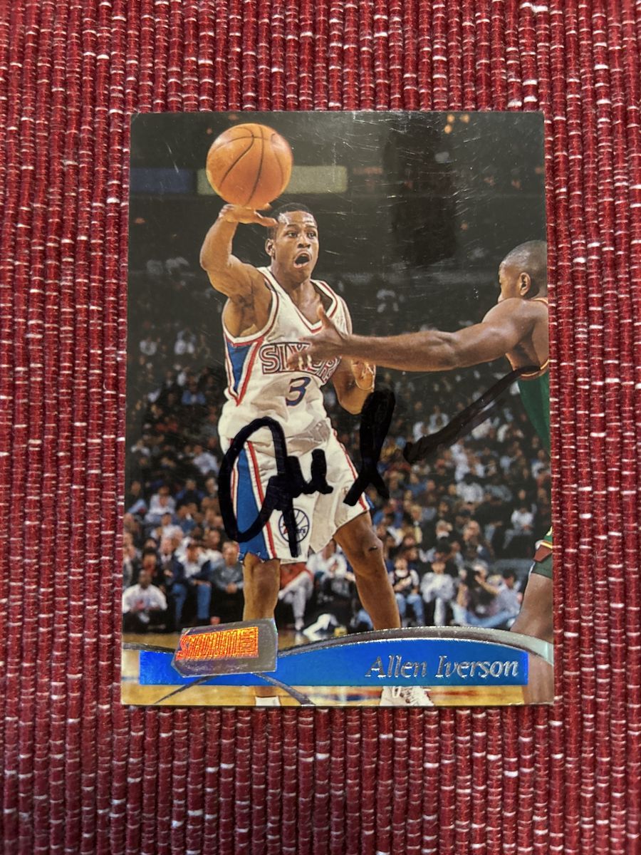 Allen Iverson Autograph Philadelphia 76ers Hand Signed 1997 TSC NBA Topps Stadium Club Basketball Card