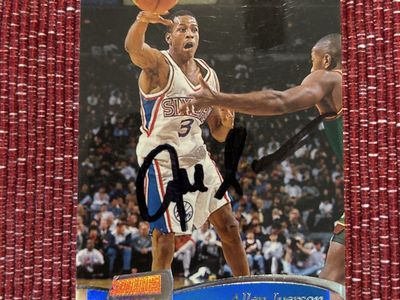Allen Iverson Autograph Philadelphia 76ers Hand Signed 1997 TSC NBA Topps Stadium Club Basketball Card