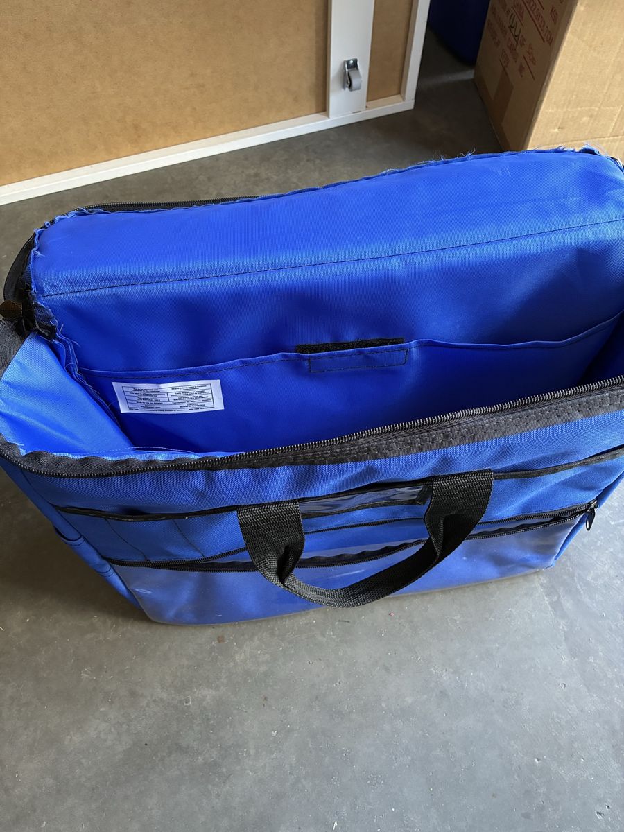 Fiskars Blue Craft Tote Bag Organizer with Handles and Shoulder Strap. 18”x16”x6”