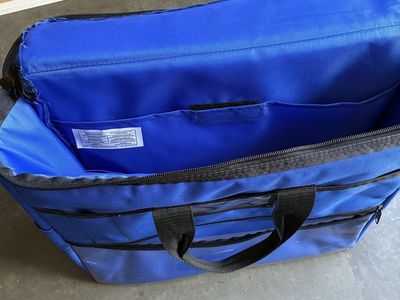 Fiskars Blue Craft Tote Bag Organizer with Handles and Shoulder Strap. 18”x16”x6”