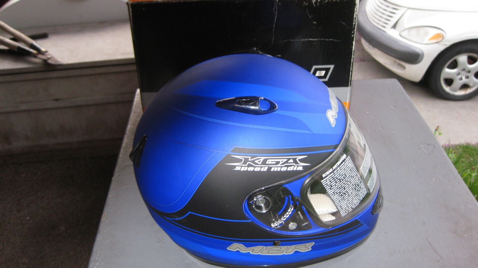 New, unused, XL motorcycle helmet, DOT approved, KGA speed media, others available