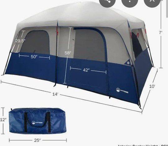 Wakeman Outdoors 10-Person Camping Tent - 14' x 10' Large Family Tent with Room Divider