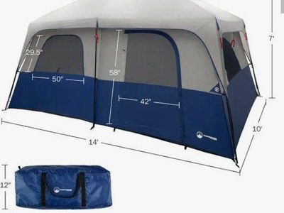Wakeman Outdoors 10-Person Camping Tent - 14' x 10' Large Family Tent with Room Divider