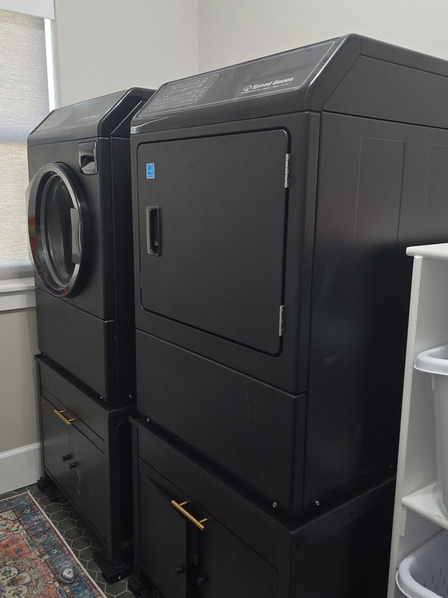 Speed Queen Front Load Washer & Dryer Set - Black, Steam Sanitize, EcoDry