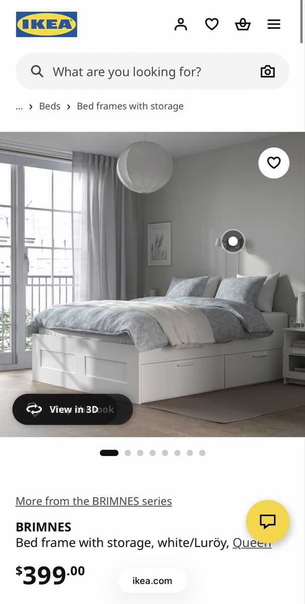 IKEA Brimnes Queen Bed Frame with Storage - White