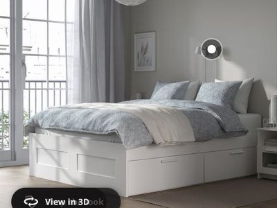 IKEA Brimnes Queen Bed Frame with Storage - White