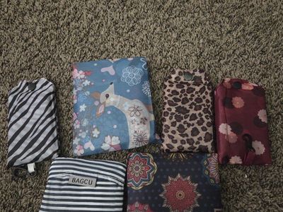 BAGGU Reusable Shopping Bags - Set of 6 Assorted Prints, Eco-Friendly, Foldable