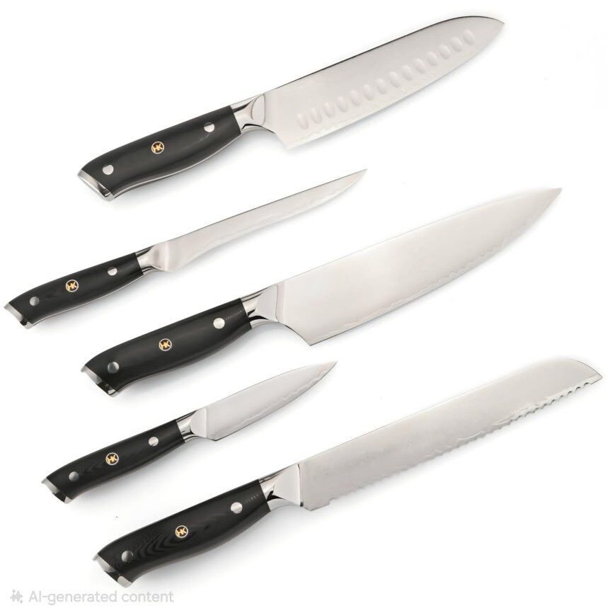 Helios Kitchen 5 Piece Damascus Knife Set