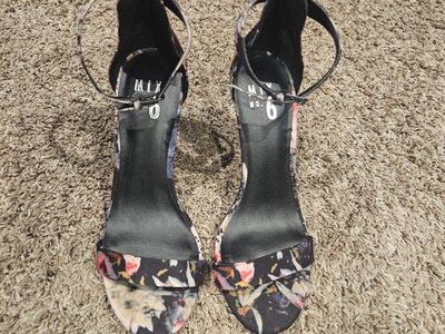 MIX NO. 6 Floral Ankle Strap Heels - Women's Size 7 - Multi-color Floral Pattern
