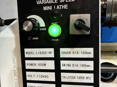 Vevor L1835C-VP Variable Speed Mini Metal Lathe - 100mm Chuck, 350mm Between Centers