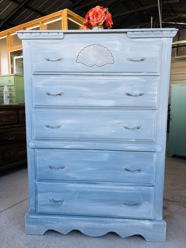 Beautiful Blue Wood Dresser